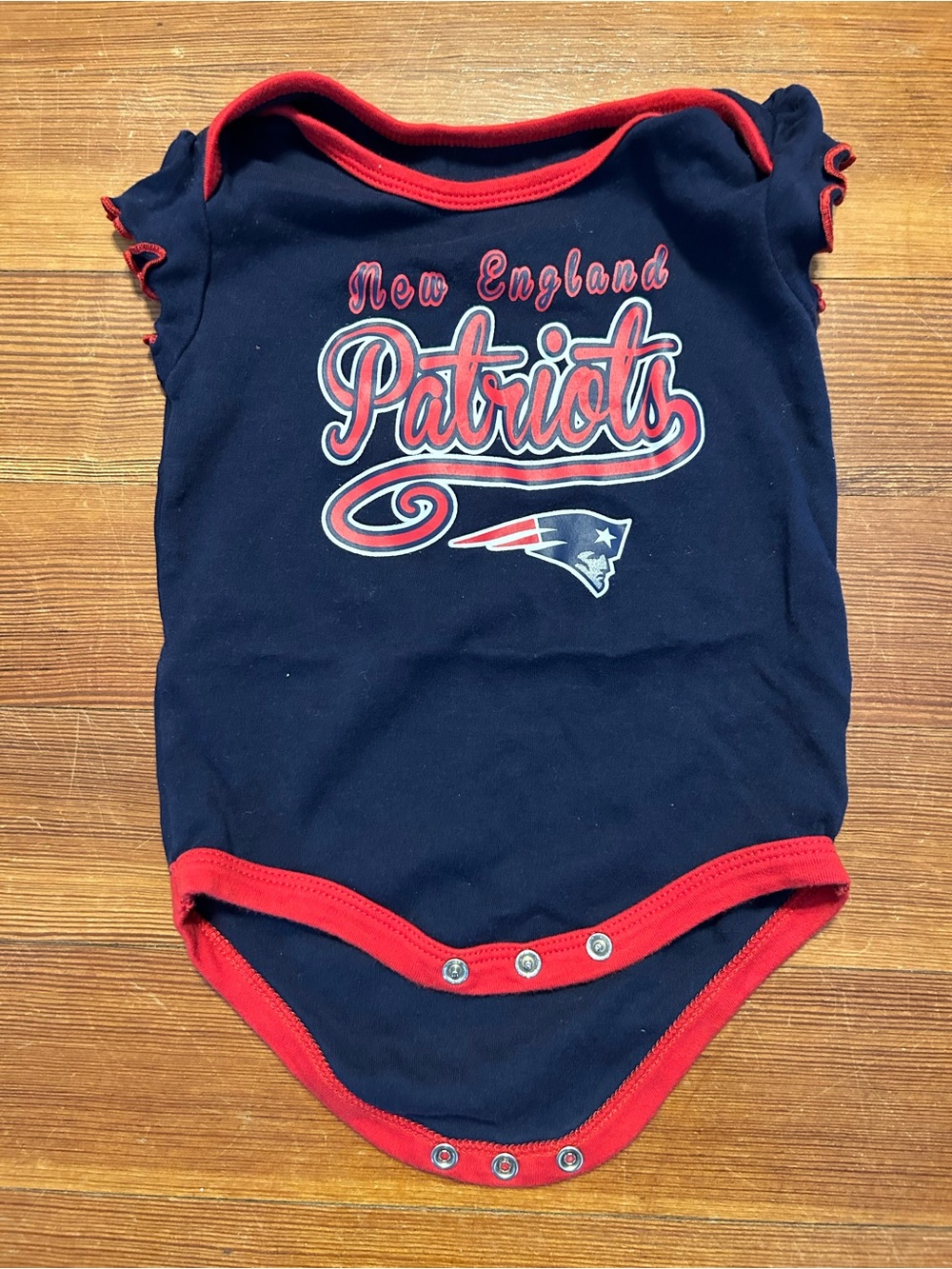 NFL Girls New England Patriots Navy and Red Bodysuit/onesie